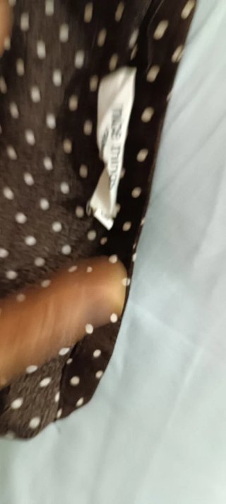 Vestido MIDI marrón con topitos crema