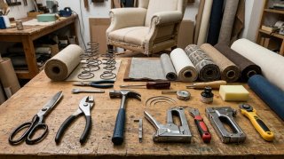 Lote herramientas tapicería y bricolaje