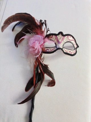 Antifaz Carnaval/Halloween con Plumas y Flor