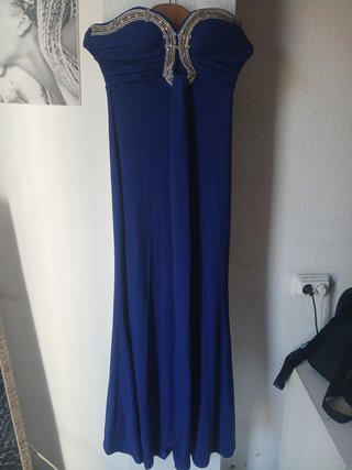 Vestido de fiesta azul hecho a medida Talla S