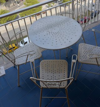 Conjunto Terraza Vintage Hierro Forjado Blanco