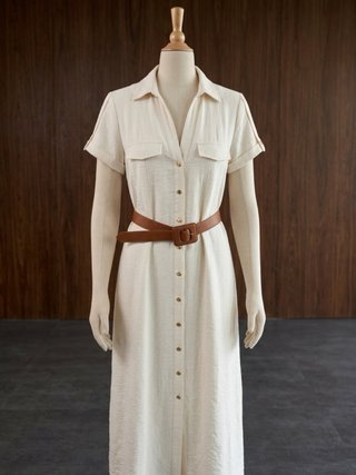 Vestido camisero Zara beige