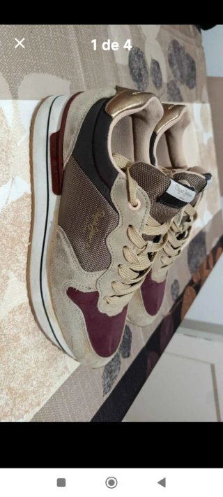 Zapatillas Pepe Jeans Mujer Beige y Dorado