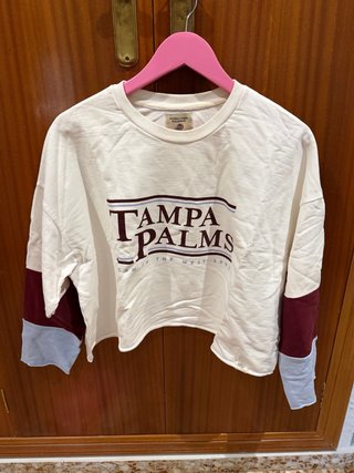 Sudadera Pull&Bear Tampa Palms Beige Multicolor
