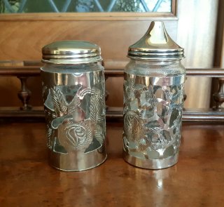 Pareja Botes Cristal Decoración Plata