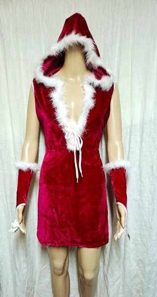 Costume Natale Donna Rosso con Cappuccio