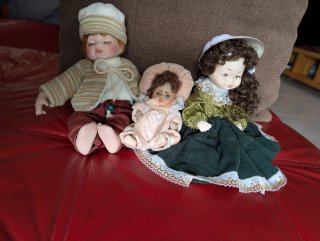 3 Bambole Vintage in Porcellana e Ceramica