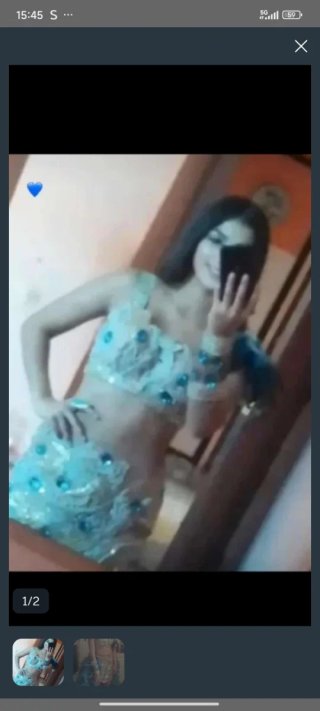 Vestido azul y blanco piedreria  talla S