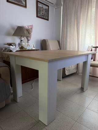 Mesa de Comedor Extensible Blanca y Madera