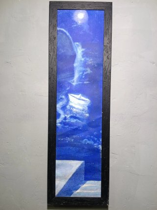 Cuadro Abstracto Vertical en Tonos Azules