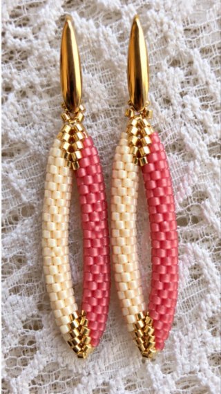 Pendientes Miyuki Beige y Coral