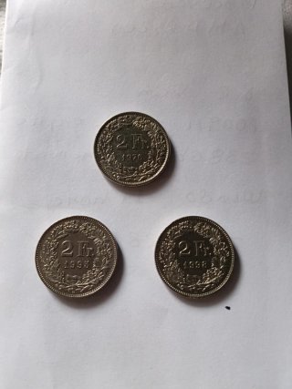 Lote de 3 Monedas de 2 Francos Suizos