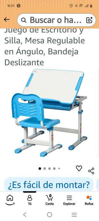 Escritorio y silla infantil elevables
