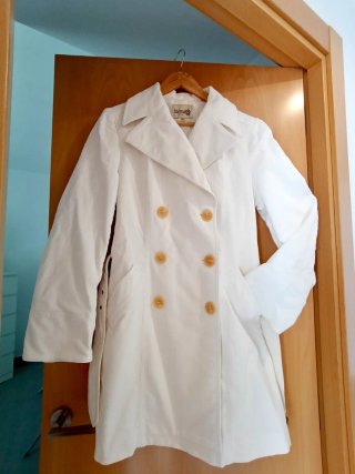 Parka de pana blanca acolchada