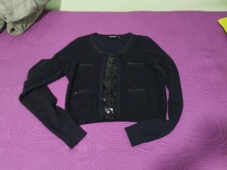 Chaqueta Negra de Lana con Lentejuelas