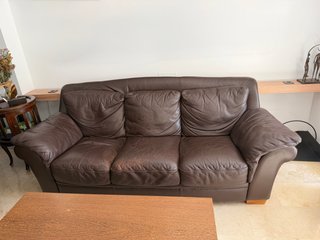 Divano Natuzzi 3 posti in pelle marrone