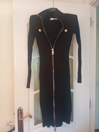 Vestido negro punto cremallera mágico/Varia talla