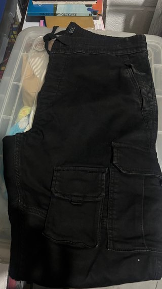Pantalones Cargo Pull&Bear Negros Hombre