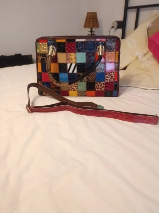 Bolso de Piel Multicolor con Asas y Correa