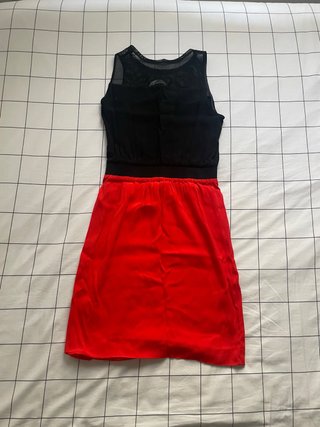 Vestido Sandro Paris Negro y Rojo