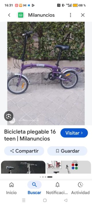 Bicicleta Plegable 16 Pulgadas Morada