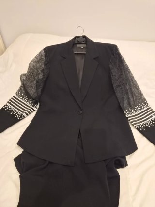 Traje chaqueta mujer de fiesta negro Talla 52