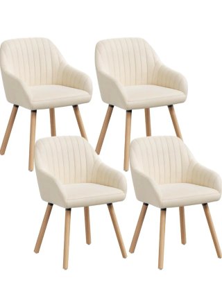 Juego 4 Sillas Comedor Beige Terciopelo
