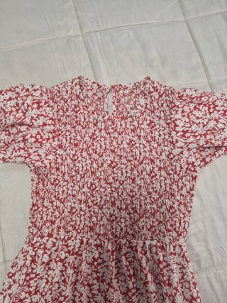 Vestido Estampado Floral Rojo y Blanco