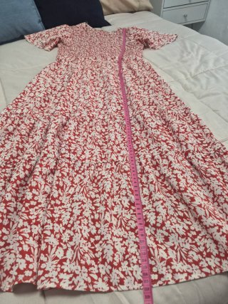 Vestido Estampado Floral Rojo y Blanco