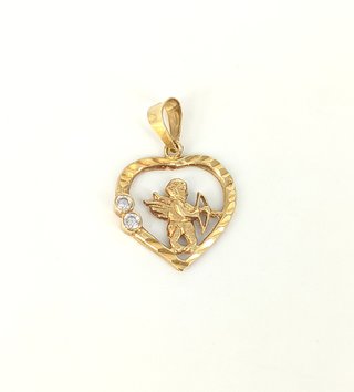 Colgante Cupido de oro 18k circonitas, 0.87 g.