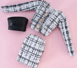 Conjunto Ropa Barbie Chaqueta y Falda Tweed