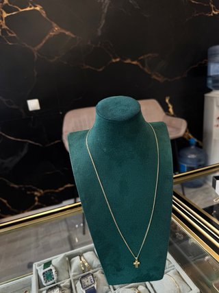 Conjunto cadena fina cruz oro 18kt