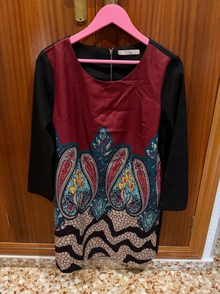 Vestido estampado paisley manga larga