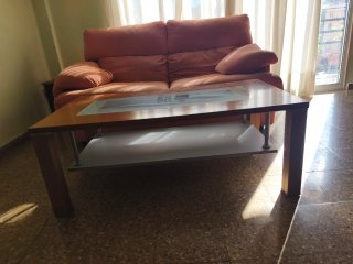 Mesita de centro madera y cristal
