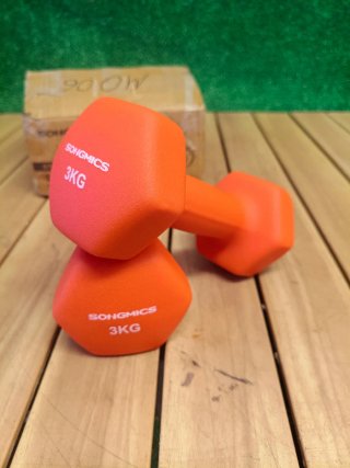 SONGMICS Juego de 2 Mancuernas 3 kg Naranja