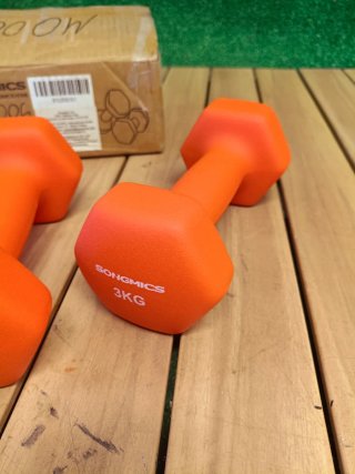 SONGMICS Juego de 2 Mancuernas 3 kg Naranja