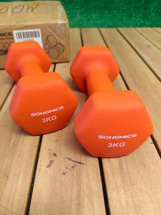 SONGMICS Juego de 2 Mancuernas 3 kg Naranja