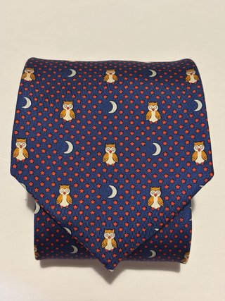 Corbata Hermès Azul con Estampado