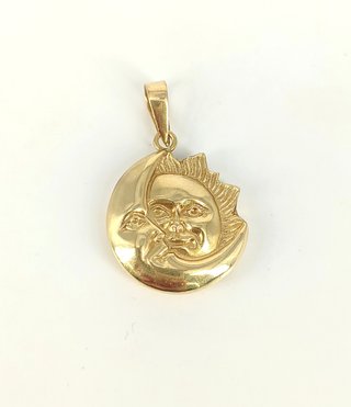 Colgante Luna y Sol de oro de 18k, 1.22 g.