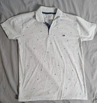 Polo Gris Estampado TH Talla M