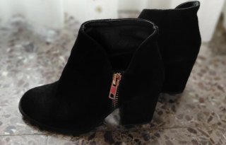 Botines Zara Negros Tacón Cremallera
