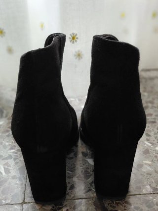 Botines Zara Negros Tacón Cremallera