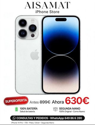 iPhone 14 Pro 1TB Plata Segunda Mano