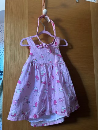 Vestido bebé rosa con diadema