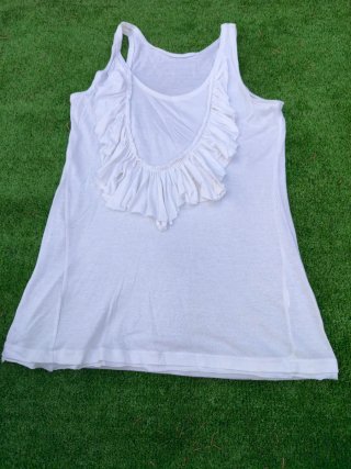 Camiseta mujer M tirantes blanca con volantes