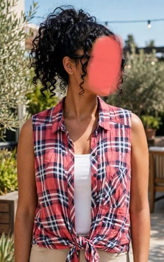 Blusa de cuadros sin mangas Talla M