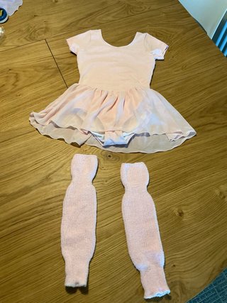 Maillot de ballet Bloch rosa t.12 y calentadores