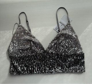 Top de lentejuelas plateado