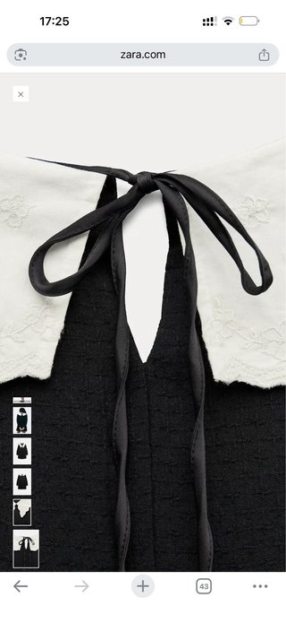 Vestido Zara negro cuello blanco