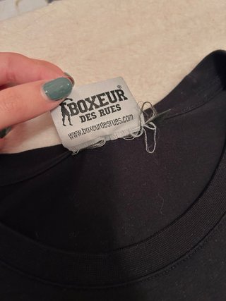 T-shirt Boxeur des Rues nera con grafica rossa